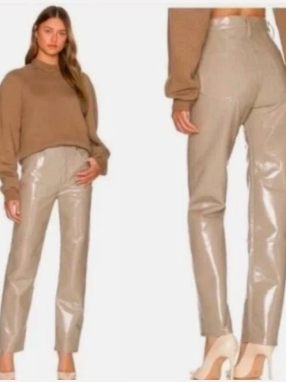 AGOLDE Recycled Leather 90's Pinch Waist Straight Leg Pants  Size 25 NWOT
